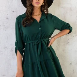 Exporteren Dames Glam Winkel -Exporteren Dames Glam Winkel Laagjes Knopen Jurk Smaragd 2 586x900 1