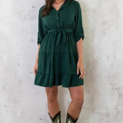 Laagjes Knopen Jurk Smaragd -Exporteren Dames Glam Winkel Laagjes Knopen Jurk Smaragd 6 586x900 1