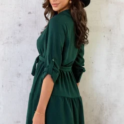 Laagjes Knopen Jurk Smaragd -Exporteren Dames Glam Winkel Laagjes Knopen Jurk Smaragd 7 586x900 1