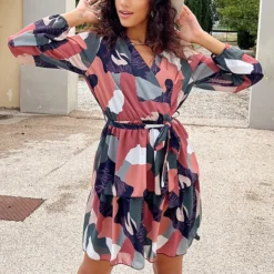 Laagjes Print Jurk Multicolor -Exporteren Dames Glam Winkel Laagjes Print Jurk Multicolor 4 586x900 1