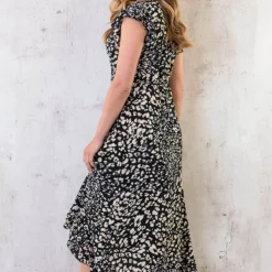 Leopard Jurk Midi Zwart -Exporteren Dames Glam Winkel Leopard Jurk Midi Zwart 2 586x900 1