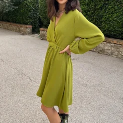 Londen Jurk Olive -Exporteren Dames Glam Winkel Londen Jurk Olive 3 586x900 2