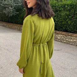 Londen Jurk Olive -Exporteren Dames Glam Winkel Londen Jurk Olive 4 586x900 2