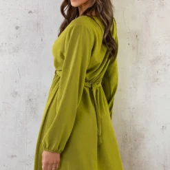 Londen Jurk Olive -Exporteren Dames Glam Winkel Londen Jurk Olive 6 586x900 1