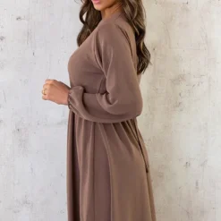 Londen Jurk Taupe -Exporteren Dames Glam Winkel Londen Jurk Taupe 5 586x900 1