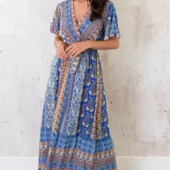 Maxi Print Jurk Toscane Kobalt