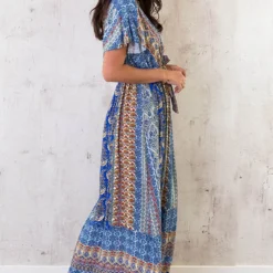 Maxi Print Jurk Toscane Kobalt -Exporteren Dames Glam Winkel Maxi African Print Jurk Kobalt 4 586x900 1