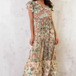 Maxi Jurk Colorful Print Beige 10 Maxi Jurk Colorful Print Beige -Exporteren Dames Glam Winkel Maxi Jurk Colorful Print Beige 3 586x900 1