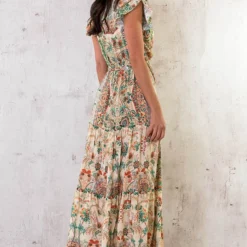 Maxi Jurk Colorful Print Beige 9 Maxi Jurk Colorful Print Beige -Exporteren Dames Glam Winkel Maxi Jurk Colorful Print Beige 5 586x900 1