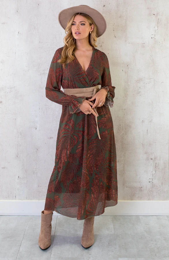 Maxi Jurk Leaves Army 4 Maxi Jurk Leaves Army - Afbeelding 4