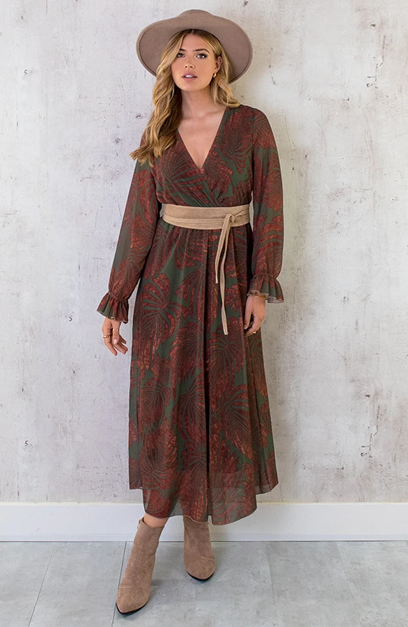 Maxi Jurk Leaves Army 2 Maxi Jurk Leaves Army - Afbeelding 2