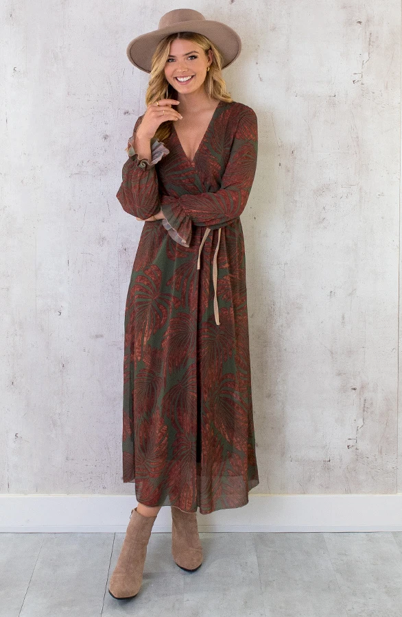 Maxi Jurk Leaves Army 3 Maxi Jurk Leaves Army - Afbeelding 3