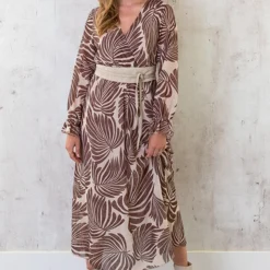 Maxi Jurk Leaves Beige