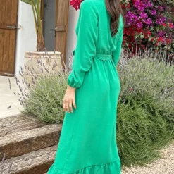 Maxi Jurk Split Bright Green -Exporteren Dames Glam Winkel Maxi Jurk Split Bright Green 2 586x900 1