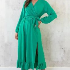 Maxi Jurk Split Bright Green -Exporteren Dames Glam Winkel Maxi Jurk Split Bright Green 2 586x900 2