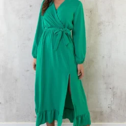Maxi Jurk Split Bright Green -Exporteren Dames Glam Winkel Maxi Jurk Split Bright Green 4 586x900 2