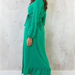 Maxi Jurk Split Bright Green -Exporteren Dames Glam Winkel Maxi Jurk Split Bright Green 6 586x900 1