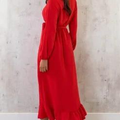 Maxi Jurk Split Rood -Exporteren Dames Glam Winkel Maxi Jurk Split Rood 4 586x900 1
