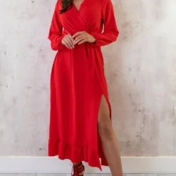 Musthave Deal Maxi Jurk Split -Exporteren Dames Glam Winkel Maxi Jurk Split Rood 5 586x900 2