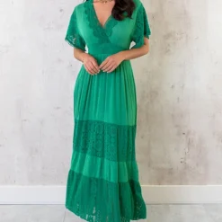 Maxi Kanten Jurk Groen