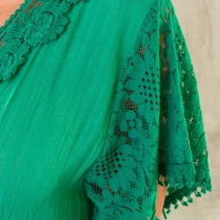 Maxi Kanten Jurk Groen -Exporteren Dames Glam Winkel Maxi Kanten Jurk Groen 4 586x900 1