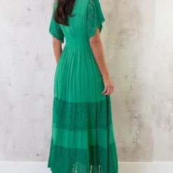 Maxi Kanten Jurk Groen -Exporteren Dames Glam Winkel Maxi Kanten Jurk Groen 5 586x900 1
