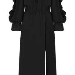 Maxi Off Shoulder Ruffle Jurk Zwart -Exporteren Dames Glam Winkel Maxi Off Shoulder Ruffle Jurk Zwart 1 586x900 1