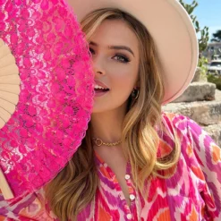 Maxi Oversized Jurk Print Fuchsia -Exporteren Dames Glam Winkel Maxi Oversized Jurk Print Fuchsia 2 586x900 1