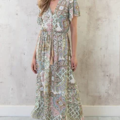 Maxi Print Jurk Army