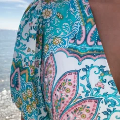 Maxi Print Jurk Turquoise -Exporteren Dames Glam Winkel Maxi Print Jurk Turquoise 1 586x900 1