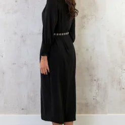 Maxi V-Hals Jurk Black -Exporteren Dames Glam Winkel Maxi V Hals Jurk Black 2 586x900 1