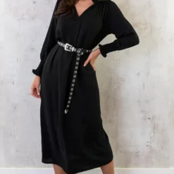 Maxi V-Hals Jurk Black