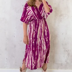 Midi Jurk Met Print Aubergine