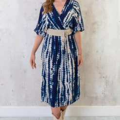 Midi Jurk Met Print Marine