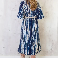 Midi Jurk Met Print Marine -Exporteren Dames Glam Winkel Midi Jurk Met Print Marine 5 586x900 1