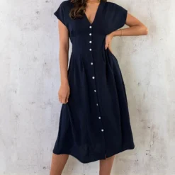 Midi Knopen Jurk Sevilla Marine