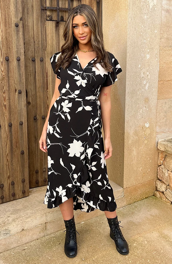 Flower Jurk Midi Zwart Wit 2 Flower Jurk Midi Zwart Wit - Afbeelding 2