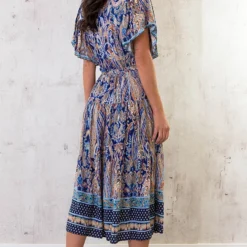 Midi Print Jurk Deluxe Kobalt -Exporteren Dames Glam Winkel Midi Print Jurk Deluxe Kobalt 3 586x900 2