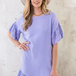 Musthave Deal Mousseline Embroidery Oversized Jurk -Exporteren Dames Glam Winkel Mousseline Embroidery Oversized Jurk Lila 3 586x900 2