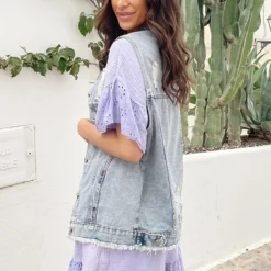 Mousseline Embroidery Oversized Jurk Lila -Exporteren Dames Glam Winkel Mousseline Embroidery Oversized Jurk Lila 5 586x900 1