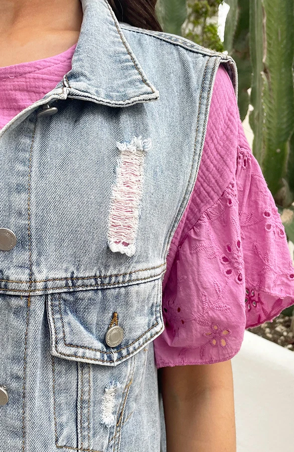 Mousseline Embroidery Oversized Jurk Roze 6 Mousseline Embroidery Oversized Jurk Roze - Afbeelding 6