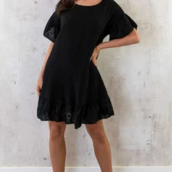 Mousseline Embroidery Oversized Jurk Zwart -Exporteren Dames Glam Winkel Musthave Deal Mousseline Embroidery Oversized Jurk 586x900 1