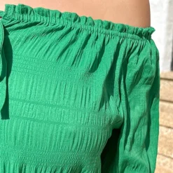 Offshoulder Laagjes Jurk Bright Green -Exporteren Dames Glam Winkel Off Shoulder Laagjes Jurk Bright Green close 1 586x900 1