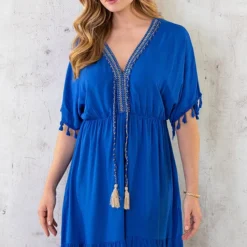 Musthave Deal Oversized Jurk Gouden Detail -Exporteren Dames Glam Winkel Oversized Jurk Gouden Detail Kobalt 3 586x900 2