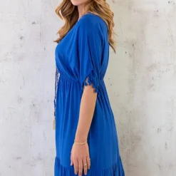 Oversized Jurk Gouden Detail Kobalt -Exporteren Dames Glam Winkel Oversized Jurk Gouden Detail Kobalt 6 586x900 1