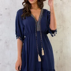 Oversized Jurk Gouden Detail Marine -Exporteren Dames Glam Winkel Oversized Jurk Gouden Detail Marine 3 586x900 2