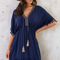 Oversized Jurk Gouden Detail Marine -Exporteren Dames Glam Winkel Oversized Jurk Gouden Detail Marine 6 586x900 2