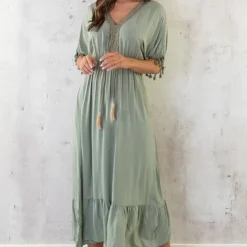 Musthave Deal Oversized Jurk Gouden Detail Maxi -Exporteren Dames Glam Winkel Oversized Jurk Gouden Detail Maxi Army 2 1 586x900 1