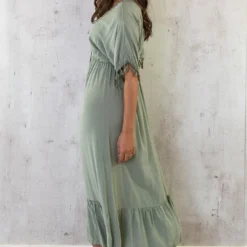 Oversized Jurk Gouden Detail Maxi Army -Exporteren Dames Glam Winkel Oversized Jurk Gouden Detail Maxi Army 5 586x900 2