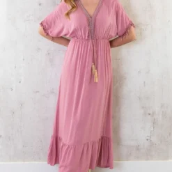 Musthave Deal Oversized Jurk Gouden Detail Maxi -Exporteren Dames Glam Winkel Oversized Jurk Gouden Detail Maxi Dust Pink 5 586x900 1